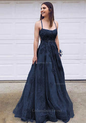 A-line Bateau Court Train Lace Corset Prom Dress With Appliqued Gowns, Prom Dresses For Teens
