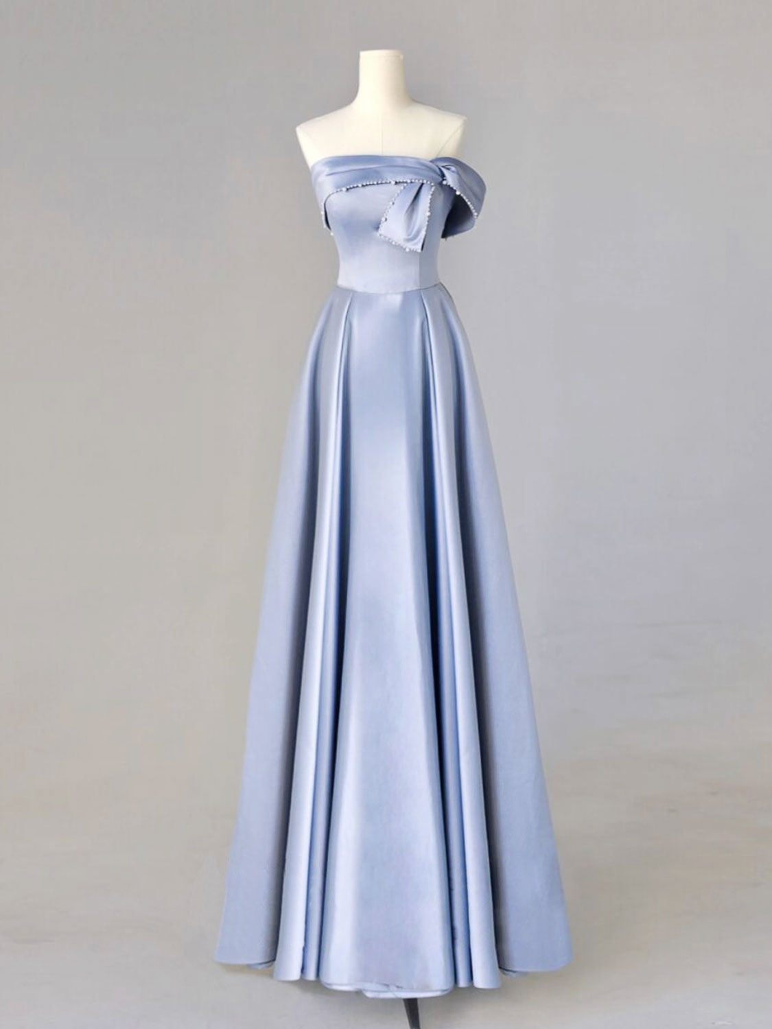 A-Line Blue Satin Long Corset Prom Dresses, Blue Corset Formal Evening Dresses outfit, Prom Dress Colors