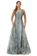 A-line Cap Sleeve Jewel Appliques Lace Floor-length Corset Prom Dresses outfit, Royal Dress