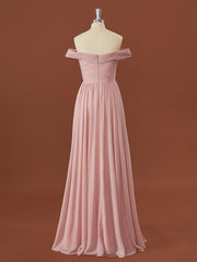 A-line Chiffon Off-the-Shoulder Appliques Lace Floor-Length Corset Bridesmaid Dress outfit, Formal Dress Ballgown