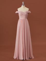 A-line Chiffon Off-the-Shoulder Appliques Lace Floor-Length Corset Bridesmaid Dress outfit, Formal Dress Party Wear