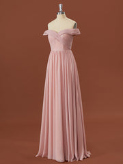 A-line Chiffon Off-the-Shoulder Appliques Lace Floor-Length Corset Bridesmaid Dress outfit, Formal Dress Australia