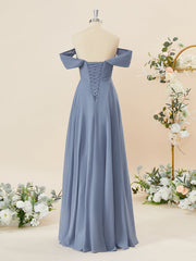 A-line Chiffon Off-the-Shoulder Pleated Floor-Length Corset Bridesmaid Dress outfit, Evening Dresses Velvet