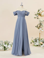 A-line Chiffon Off-the-Shoulder Pleated Floor-Length Corset Bridesmaid Dress outfit, Mafia Dress