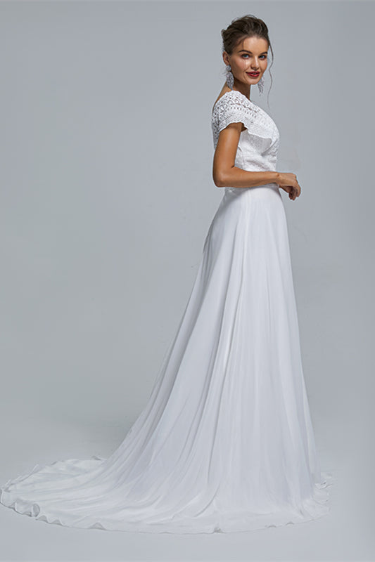 A-Line Chiffon V-Neck Applique Floor-Length Corset Wedding Dresses outfit, Wedding Dresses Collection