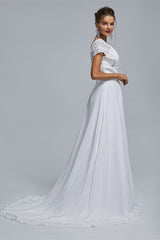A-Line Chiffon V-Neck Applique Floor-Length Corset Wedding Dresses outfit, Wedding Dresses Collection