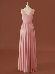 A-line Chiffon V-neck Pleated Asymmetrical Corset Bridesmaid Dress outfit, Formal Dress For Wedding Guest