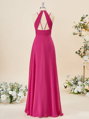 A-line Chiffon V-neck Pleated Floor-Length Corset Bridesmaid Dress outfit, Formal Dress Gowns