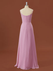 A-line Chiffon V-neck Pleated Floor-Length Corset Bridesmaid Dress outfit, Debutant Dress