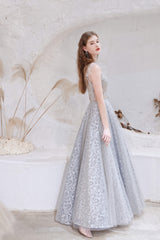 A Line Jewel Neck Floor Length Sleeveless Zipper Corset Prom Dresses outfit, Evening Dresses Long Elegant