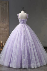 A Line Lilac Tulle Long Corset Prom Dresses, Lilac Long Corset Formal Evening Dresses outfit, Prom Dress Black