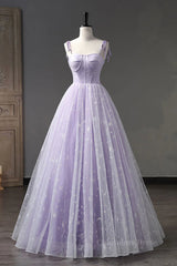 A Line Lilac Tulle Long Corset Prom Dresses, Lilac Long Corset Formal Evening Dresses outfit, Prom Pictures