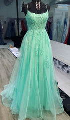 A Line Mint Green Lace Long Corset Prom Dresses, Mint Green Lace Corset Formal Graduation Evening Dresses outfit, Formal Dresses Lace