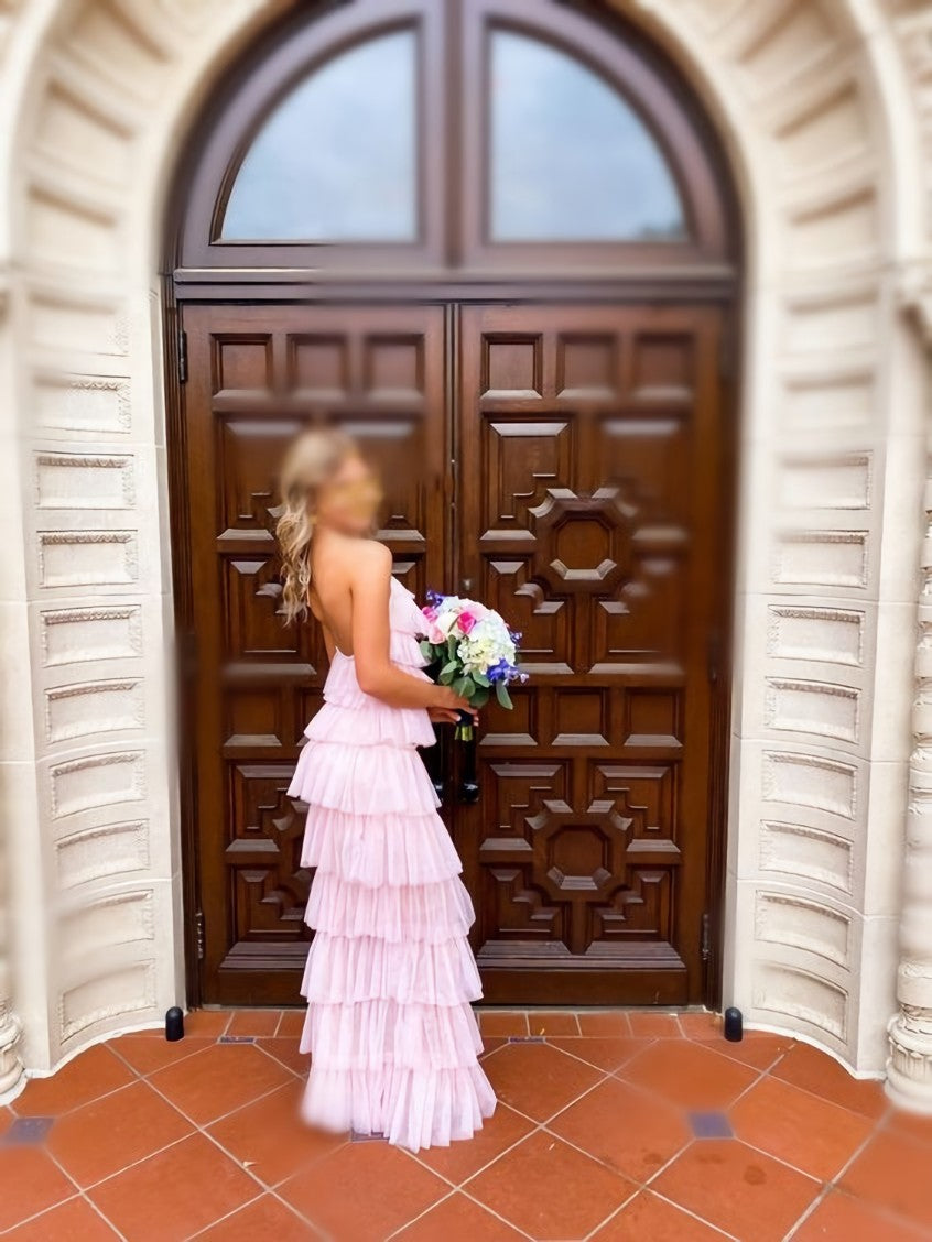 a-line pink long Corset Prom dress , unique Corset Prom dress outfits, Formal Dress Places Near Me