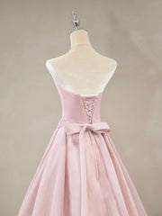 A Line Pink Long Corset Prom Dresses, Corset Formal Pink Corset Bridesmaid Dresses outfit, Bridesmaids Dresses Color Palettes