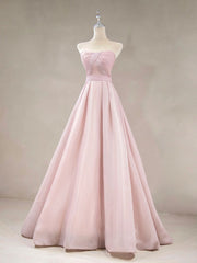 A Line Pink Long Corset Prom Dresses, Corset Formal Pink Corset Bridesmaid Dresses outfit, Bridesmaid Dresses Champagne