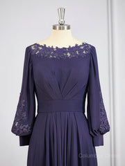 A-Line/Princess Bateau Asymmetrical Chiffon Mother of the Bride Dresses outfit, Prom Dress Navy