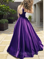 A-Line/Princess Bateau Floor-Length Satin Corset Prom Dresses With Ruffles Gowns, Bridesmaides Dresses Long