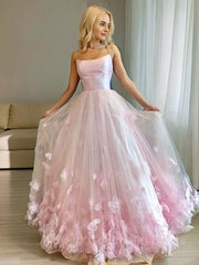 A-Line/Princess Bateau Floor-Length Tulle Corset Prom Dresses With Flower outfit, Bridesmaid Dress Color Scheme