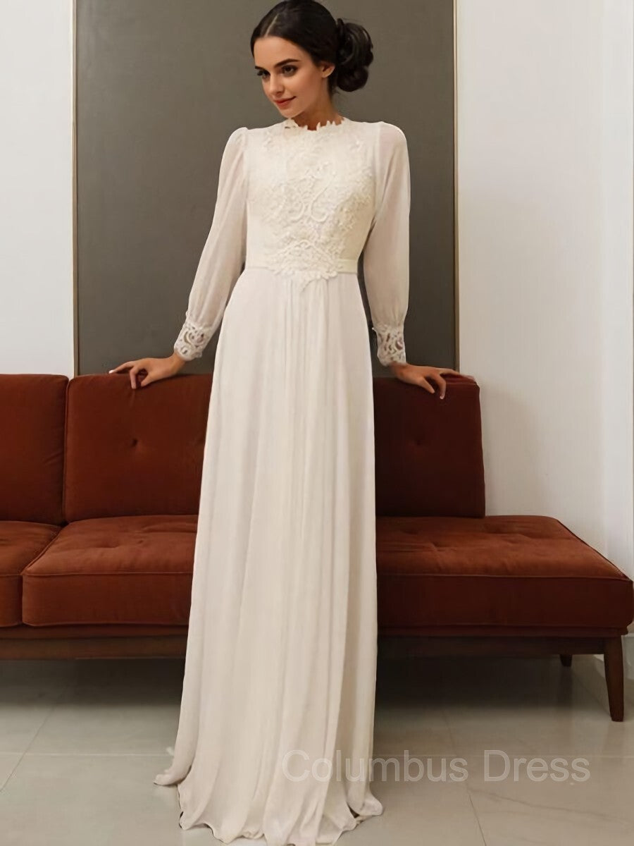 A-Line/Princess Jewel Floor-Length Chiffon Corset Wedding Dresses outfit, Wedding Dress Outlets