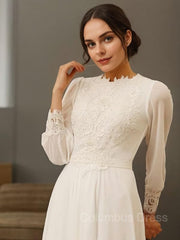 A-Line/Princess Jewel Floor-Length Chiffon Corset Wedding Dresses outfit, Wedding Dresses Outlet
