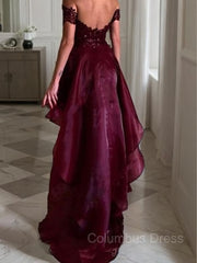 A-Line/Princess Off-the-Shoulder Asymmetrical Organza Evening Dresses With Appliques Lace outfit, Bridesmaids Dresses Uk