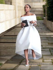 A-Line/Princess Off-the-Shoulder Asymmetrical Satin Corset Prom Dresses outfit, Formal Dress Floral