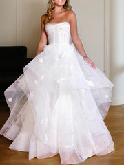 A-Line/Princess Off-the-Shoulder Floor-Length Tulle Corset Wedding Dresses outfit, Wedding Dress Shopping Near Me