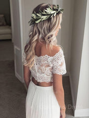 A-Line/Princess Off-the-Shoulder Floor-Length Tulle Corset Wedding Dresses outfit, Wedding Dress Fashion