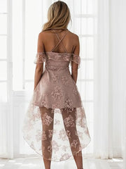 A-Line/Princess Off-the-Shoulder Short/Mini Lace Corset Homecoming Dresses outfit, Bridesmaid Dress Designers