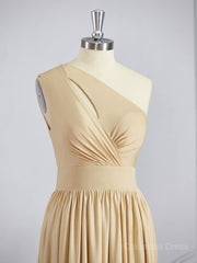 A-Line/Princess One-Shoulder Floor-Length Jersey Corset Bridesmaid Dresses with Leg Slit outfit, Prom Dresses 2046