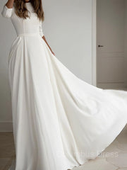 A-Line/Princess Scoop Floor-Length Stretch Crepe Corset Wedding Dresses outfit, Wed Dress Lace