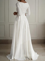 A-Line/Princess Scoop Floor-Length Stretch Crepe Corset Wedding Dresses outfit, Weddings Dress Lace