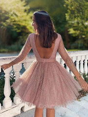 A-Line/Princess Scoop Short/Mini Sequins Corset Homecoming Dresses outfit, Elegant Dress Classy