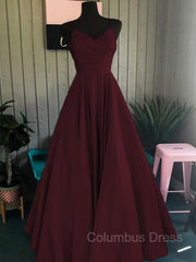 A-Line/Princess Spaghetti Straps Floor-Length Satin Corset Prom Dresses With Ruffles Gowns, Prom Dress Gown