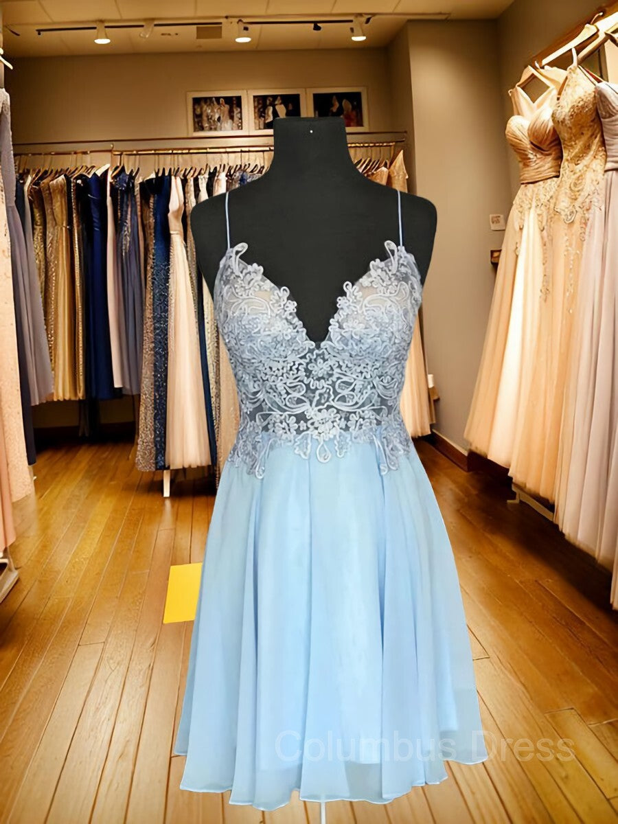 A-Line/Princess Spaghetti Straps Short/Mini Chiffon Corset Homecoming Dresses outfit, Party Dresses Weddings