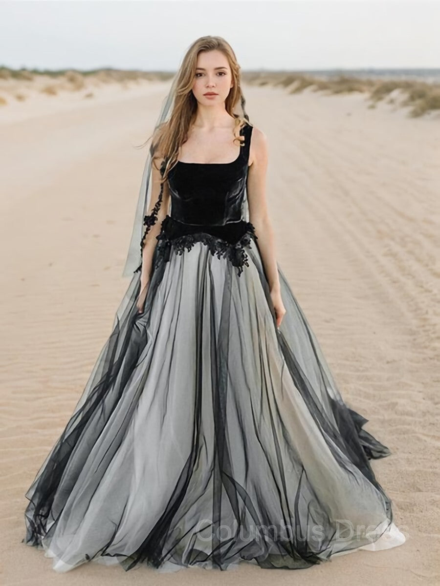 A-line/Princess Square Sweep Train Tulle Corset Wedding Dress outfit, Wedding Dress Inspiration