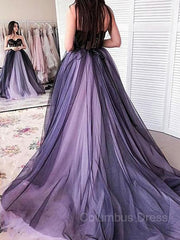 A-Line/Princess Strapless Court Train Tulle Corset Prom Dresses With Appliques Lace outfit, Party Dresses Websites