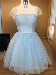A-Line/Princess Strapless Short/Mini Tulle Corset Homecoming Dresses With Beading outfit, Prom Dresses 2047 Cheap