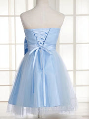 A-Line/Princess Strapless Short/Mini Tulle Corset Homecoming Dresses With Bow outfit, Party Dresses For Wedding