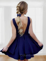 A-Line/Princess Straps Short/Mini Satin Corset Homecoming Dresses outfit, Bridesmaid Dresses Satin
