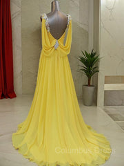 A-Line/Princess Straps Sweep Train Chiffon Corset Prom Dresses With Beading outfit, Bridesmaid Dresses Orange