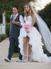 A-Line/Princess Sweetheart Asymmetrical Organza Corset Wedding Dresses outfit, Wedding Dress Fabric