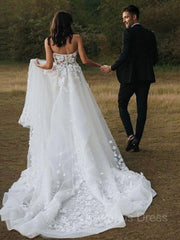 A-Line/Princess Sweetheart Court Train Tulle Corset Wedding Dresses With Appliques Lace outfit, Wedding Dress Website