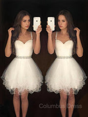 A-Line/Princess Sweetheart Short/Mini Tulle Corset Homecoming Dresses With Beading outfit, Prom Dresses 2045 Short