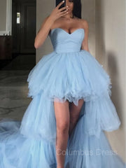 A-Line/Princess Sweetheart Sweep Train Tulle Corset Prom Dresses outfit, Party Dresses Long Dress