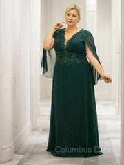 A-Line/Princess V-neck Floor-Length 30D Chiffon Mother of the Bride Dresses With Appliques Lace outfit, Party Dress Short Clubwear