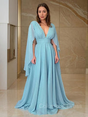 A-Line/Princess V-neck Floor-Length Chiffon Mother of the Bride Dresses With Ruffles Gowns, Party Dress Pink