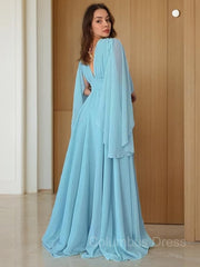 A-Line/Princess V-neck Floor-Length Chiffon Mother of the Bride Dresses With Ruffles Gowns, Party Dresses Short Clubwear