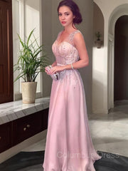 A-Line/Princess V-neck Floor-Length Chiffon Corset Prom Dresses With Beading outfit, Prom Dresses Nearby